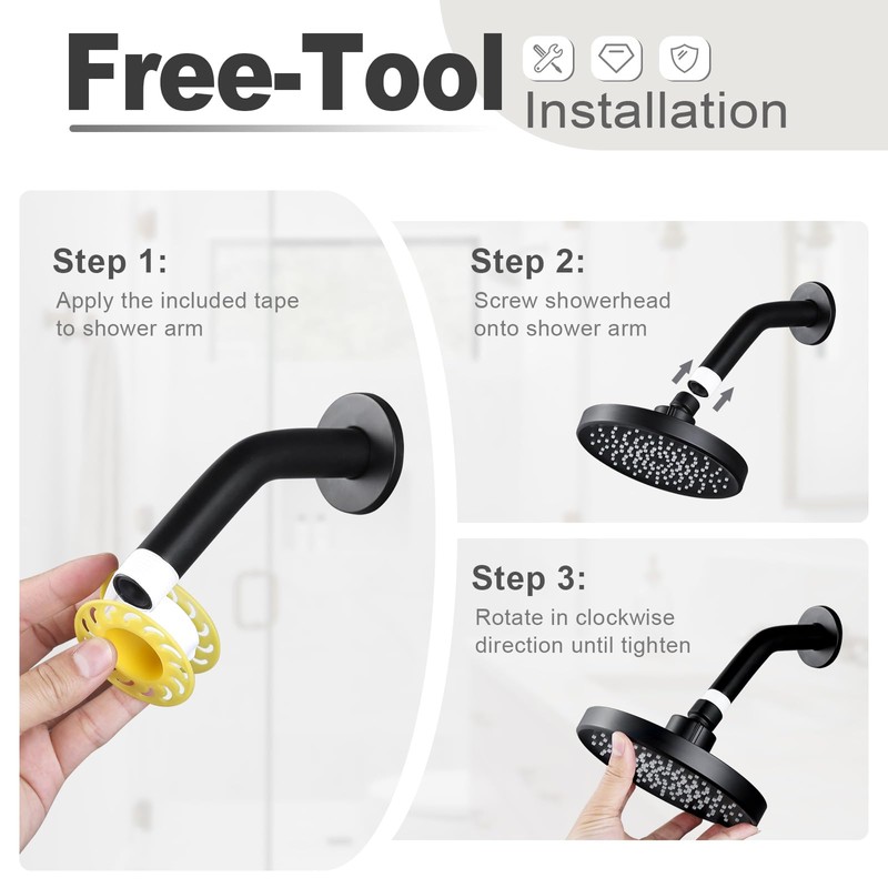 Shower Head High Pressure Rain, Luxury Bathroom Showerhead with Adjustable