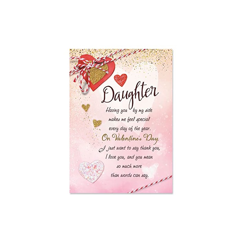 Heart On A String Pink Valentines Greeting Card - Daughter,