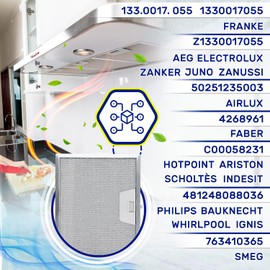 Metal Cooker Hood Filter 235 x 193 x 8 mm with Original Code 50251235003 for Electrolux for AEG 4268961 for Faber C00058231 for Indesit for Whirlpool for Ariston - Warranty 10 Years - MONTERAL