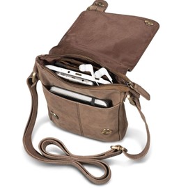ROYALZ 'Louisiana' Leather Shoulder Bag Small for Men Leather Mini Side Pocket Vintage Look Bag for Hanging, Montana Brown