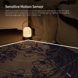 Aisilan Portable Lantern Table Lamp with Touch Control 3W 3CCT Rechargeable Dimmable Desk Lamp Opal Glass Motion Sensor Table Lamps for Headboard, Bookshelf, Corner Small Table Lamp Suitable for Gift