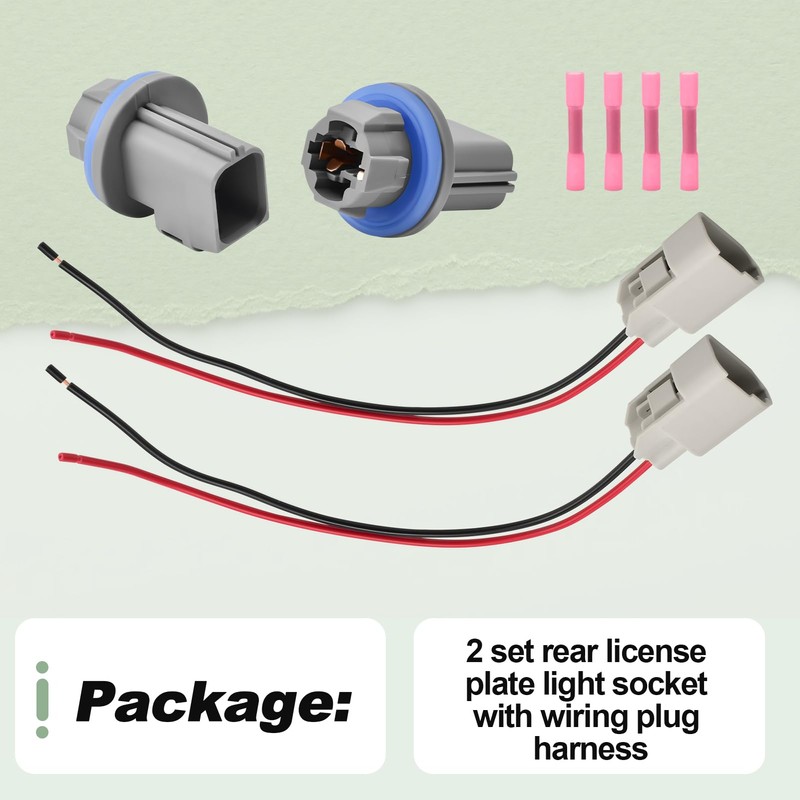 2 Set Rear License Plate Light Socket with Wiring Plug