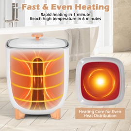 Giantex 25L Towel Warmer Bucket - Electric Towel Heater for Bathroom, 2 Temperature Settings, 20-60 Timer, Auto Shut Off, Blanket Warmers for Home Spa, Fits Two 45" x 70" Oversized Towels, White