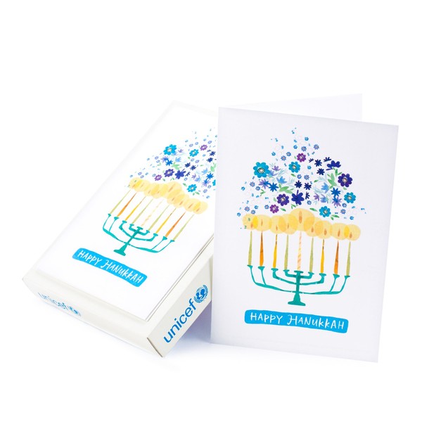 Hallmark UNICEF Hanukkah Boxed Cards, Menorah Candles (12 Cards and 13 Envelopes)