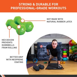 Body Sport Neoprene Dumbbell Weight, 2 lb. (2-Pack) - Latex-Free, Strength Training Equipment for Home Fitness & Gym Workouts (Light Green)