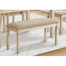 TREATLIFE HOME Upholstered Bench for Dining, Entryway or Bedroom, 41" Rectangular Design with Antique White Solid Wood Legs, Beige Fabric