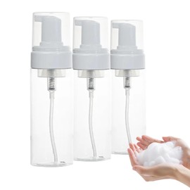 WZPB Foam Pump Bottle 2oz Travel Foaming Pump Bottles, TSA Approved, 3 Pack Mousse Foam Soap Dispenser Plastic Mini Empty Refillable Pump Containers for Shampoo, Shower Gel, Hand Soap, Facial Cleanser