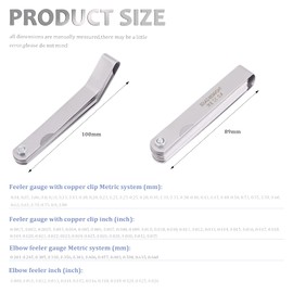 GZLCEU 32 Feeler Gauge Stainless Steel Blades, 12 Curved Feeler Gauge with Steel Ruler, Dual Marked Metric Imperial Valve Gauge Gap Gauge for Car Motorcycle