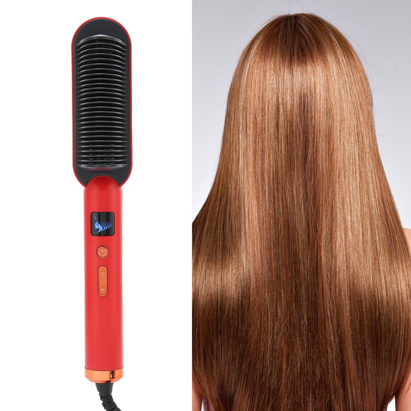 Hair Straightening Brush Negative Ion Combs AntiScald Heated Styling Brush
