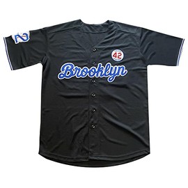 Madjus Men's Black Legend 42 Button Down Jersey 90s Hip Hop Baseball Jersey Stitched (S, Black)