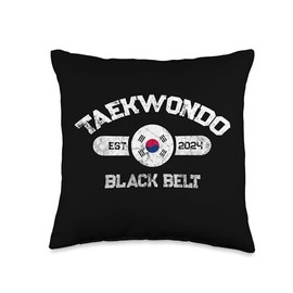 2024 Taekwondo Black Belt Achievement Korean Flag Design Throw Pillow
