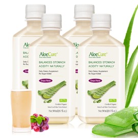 AloeCure USDA Organic Aloe Vera Juice Grape Flavor, Made Within 12 Hours of Harvest - Pure Aloe Vera Drink Natural Treatment for Acid Reflux, GERD, Natural Acid Buffer, Aloe Vera Inner Fillet Juice