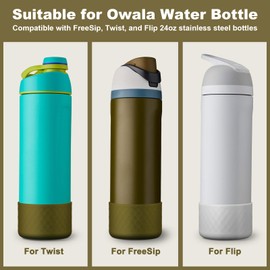 Airboat 2PCS Silicone Water Bottle Boot for Owala 24oz, Protective Bottom Bumper Anti-Slip Sleeve for FreeSip, Twist, and Flip Stainless Steel Bottles, Dishwasher Safe and BPA Free