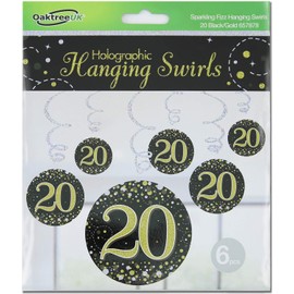 OakTree Sparkling Fizz Hanging Swirls 20th Black/Gold 6pcs