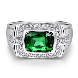 Yaresul 6.85ct Men's Rings Simulated Emerald / Morganite Men's Rings 925 Silver Vintage Celtic of Rings Men for Engagement Ring Men for Men Size 52(16.6)-72(22.9), Non-precious metal, Created Emerald