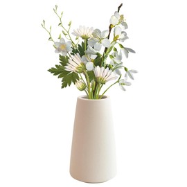 Florero de Cerámica Moderno,Estilo Escandinavo Moderno,Florero Moderno de Mesa de Café para Boda, Decoración del Hogar,Oficina Flores Secas y Florero Fresco (Beige)