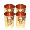 Indian Drinking Cups Pure Copper Hammered Tumbler Drinkware Accessory, Set