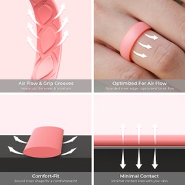 Saco Band Silicone Ring for Women - 6mm Width 1.8mm Thick (Pearl A, Rose Gold C, Black, Galaxy A, White, Metallic Blue B, Rose Gold A, Metallic Pink A - Size 6.5-7 (17.35mm))