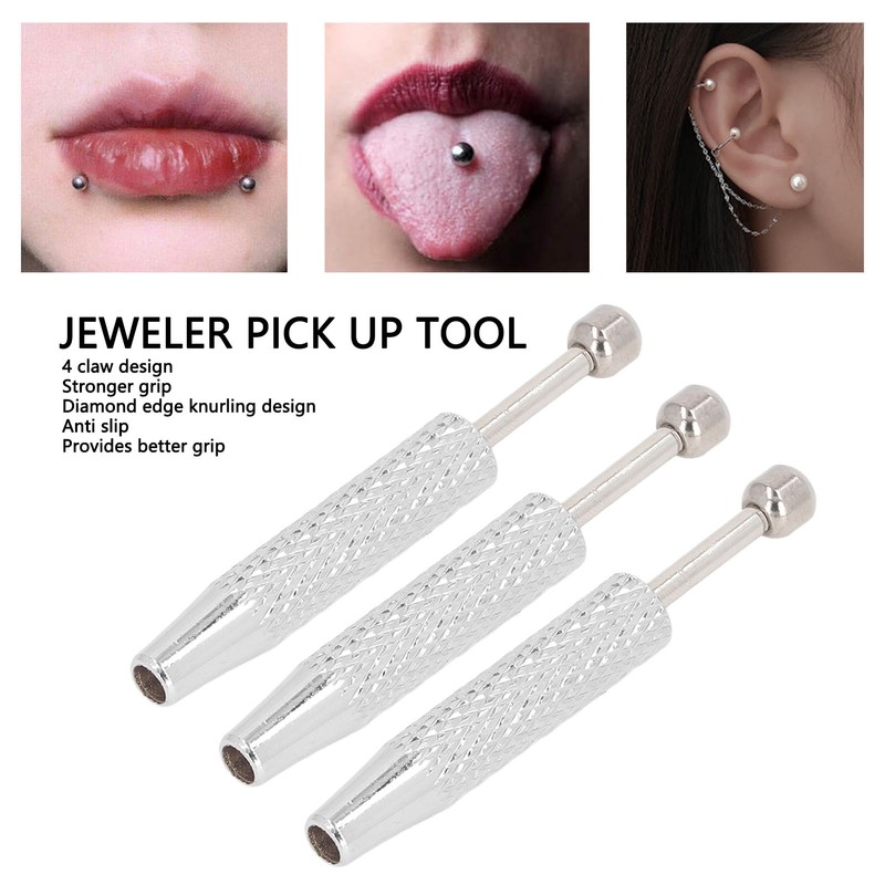 3pcs Piercing Ball Grabber Tool Short Anti Slip 4 Prong