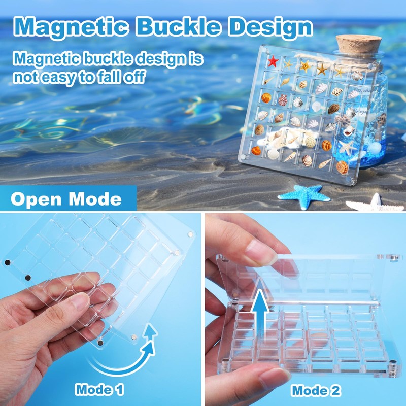 XANGNIER Acrylic Magnetic Seashell Display Box,Clear Sea Shell Display Box,Beach