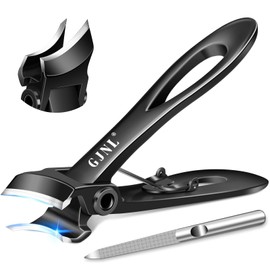 GJNL Slanted Toenail Clippers for Thick Toenails - 2025 Upgrade 45 Degrees Toe Nail Clippers for Men Women with Wide Jaw Opening, Heavy Duty Large Nail Clippers Black