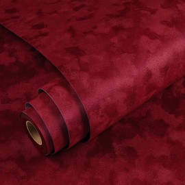 Yenhome 17.7"X118" Dark Red Velvet Wallpaper Vintage Velvet Peel and Stick Wallpaper Textured Red Felt Fabric Wall Paper for Bedroom Kitchen Walls Contact Paper Peel and Stick for Cabinet Drawer Liner