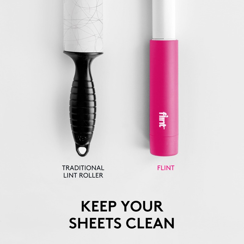 Flint Classic Pink Retractable Mini Lint Roller with 30 Extra