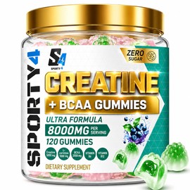 Lab Tested CREATINE Ultra + BCAA 8000mg | 120 Gummies | L Carnitine | Vitamin B6 and B12. Pre Workout Muscle Recovery Supplement for Men and Women, Sugar Free | Pre/Post Workout Gym
