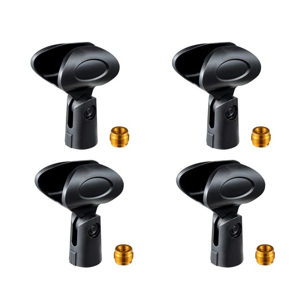 Rannsgeer Microphone Soft Clip Holder with Adapter 4-Pack (Black)