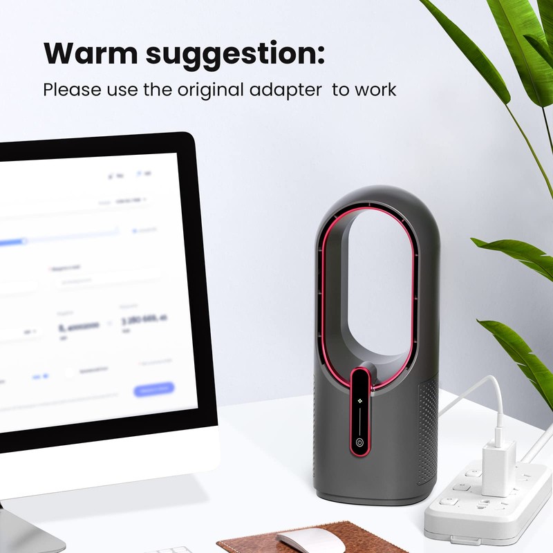 KONSIDEN Desk Fan Bladeless, 11.8 Inch Office Fan Small, Quiet,