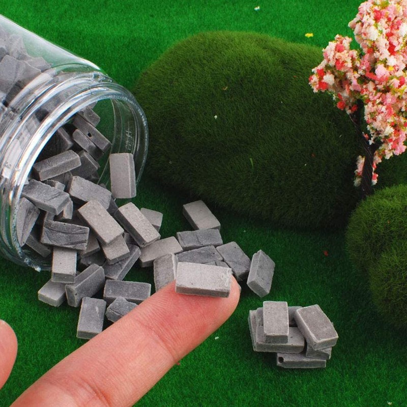 Woohome 150 PCS Mini Wall Bricks Gray Miniature Brick Figurine