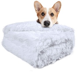 LOCHAS Luxury Fluffy Dog Blanket, Extra Soft and Warm Sherpa Fleece Pet Blankets for Dogs Cats, Plush Furry Faux Fur Puppy Throw Cover, 20''x30'' White