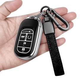 for Honda Key Fob Cover with Keychain Soft Full Protection Key Shell Case Compatible with 2022-2026 Civic Accord HR-V Pilot CR-V Passport (Silver, 5 Buttons)