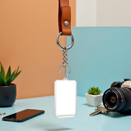 YuanHolumid Clear Plastic Picture Frame Keychain Rectangle Shapes Blank Photo Display Plastic Blank Keychain Clip Photo Holder with Split Ring for Insert Photo Albums, Frames and Accessories