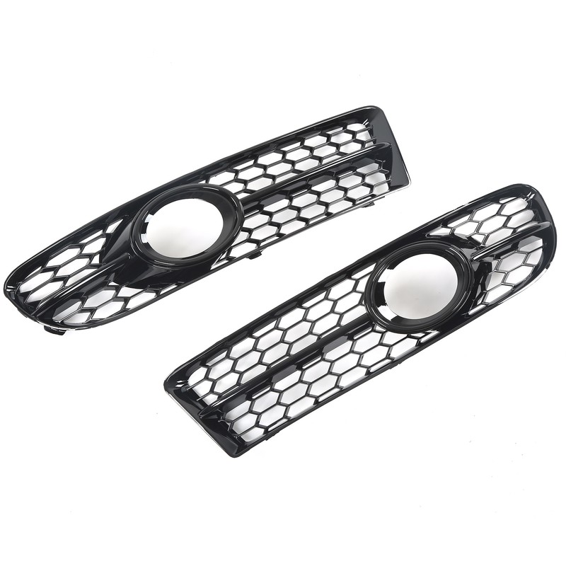 1 Pair Front Fog Lamp Grille Bezel 8E0807681F Glossy Black
