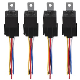 4Pack JD1914 12V 40/30 AMP DC Waterproof Relay and Harness Car Relay with Harness Sockets,5 Pin SPDTwith Wires for Automotive Truck Van Motorcycle Boat