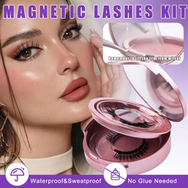Magnetic False Eyelashes 2 Pairs Natural Look Magnetic Eyelashes Fluffy & Lightweight Lashes, Reusable, Easy to Apply, No Glue Needed by Wendy Lashes (2 Pairs,806+H3)