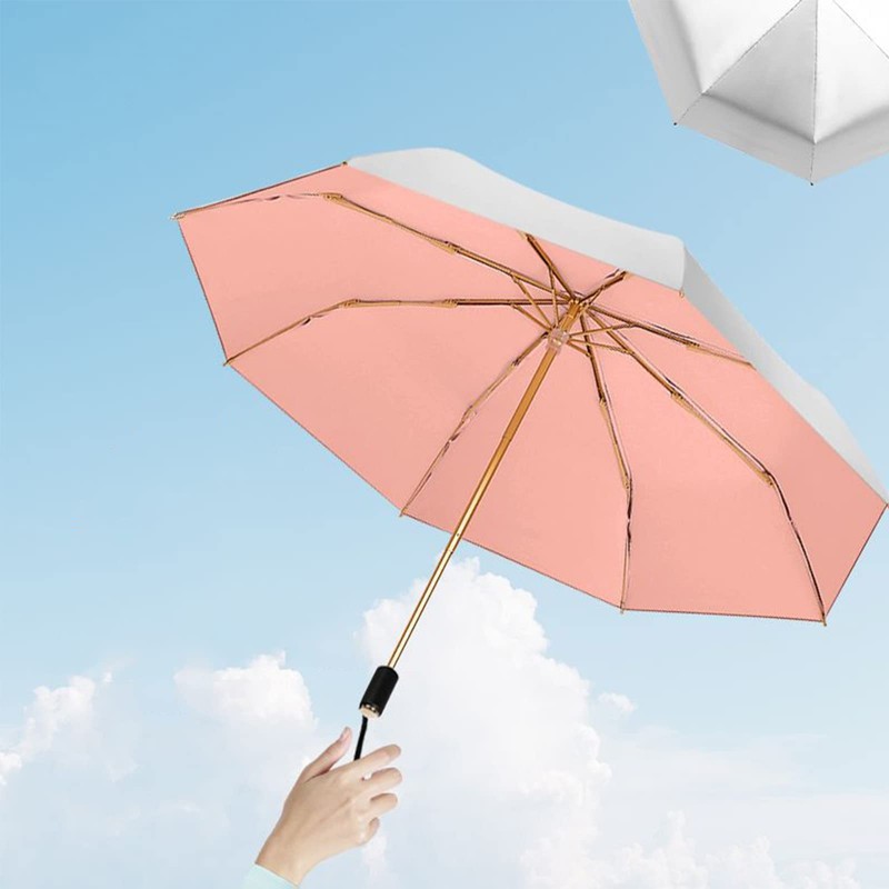 Meichoon UPF 50+ UV Protection Travel Reverse Umbrella Reflective Silver