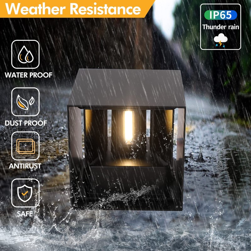 Mille Lucciole 12W 4Pack Outdoor Wall Lights Exterior/Interior,LED Black Outdoor
