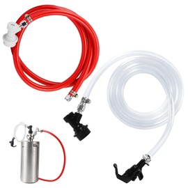 3FT 5/16 Beer Line Tubing 5FT 5/16 CO2 Gas Line Hose & 1Pair Ball Lock Keg Connectors 1 Picnic Tap, PVC Draft Beer Brewing Line Cuttable Kegerator Line Beer Hose Gas Hose with Barb Fitting Hose Clamps