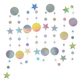 Star Garland Circle Dot Bunting 52 Feet Stars Circle Dot Hanging Paper Garlands Streamers Colorful Bunting Banner for Party Decorations