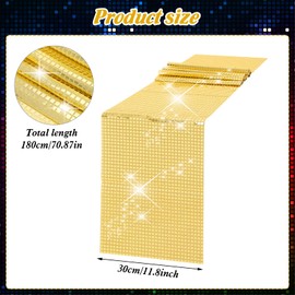 DSLSQD Disco Party Table Runner, 30 x 275 cm, Colourful Disco Tablecloth, Glitter Sequin Table Runner, Disco Ball Table Runner, for Retro 70s 80s Disco Party Decoration Birthday Dance Party Wedding