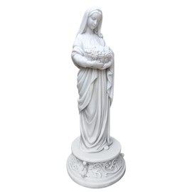 Fianmy Religious Art Decor Hand Painted Statue, Suitable for Religious and Believers to Pray at Home, Collect Decorations Statues Gifts (Mother Mary Fruit Basket (White))