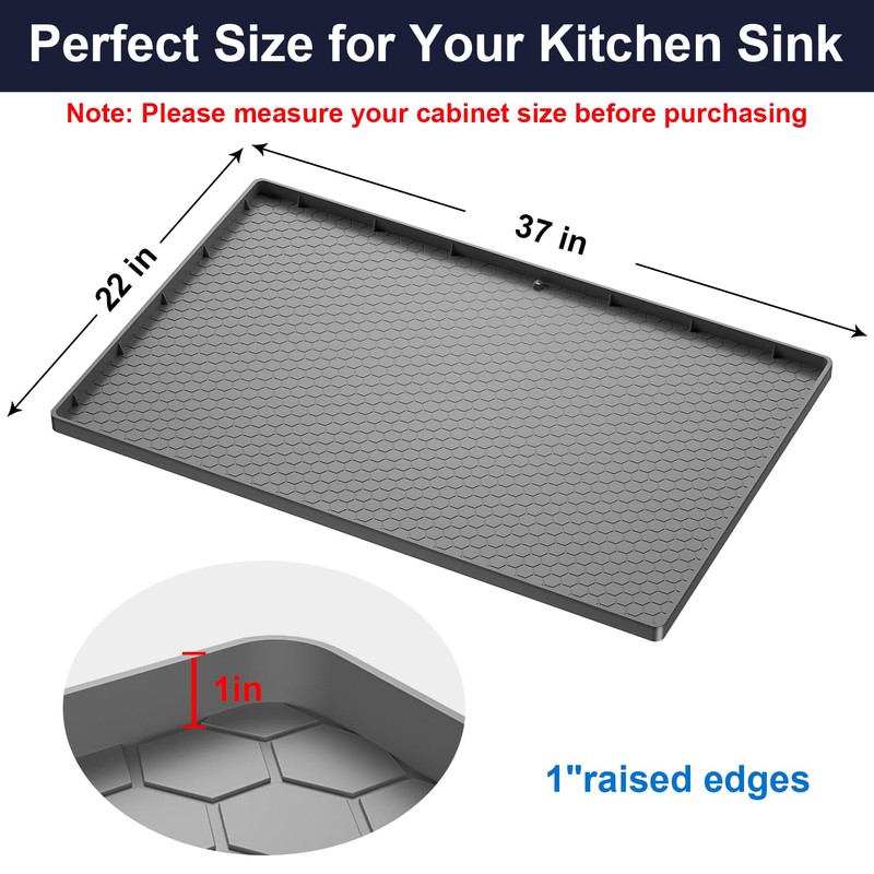 Under Sink Mat - 37" x 22" Waterproof Kitchen Cabinet