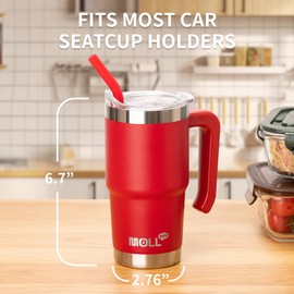 Mollcity 16 oz Tumbler Stainless Steel Double Wall Vacuum Insulated Tumbler Water Cup with Lid and Straw-Reusable Travel Mug for Women(Canyon Red)