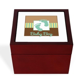 CafePress Baby Boy Feet Memory Keepsake Jewelry Box, 5"x5"x3.75"