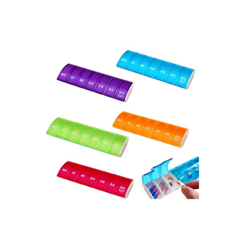 5 x 7-day pill box, small pill box with compartments,
