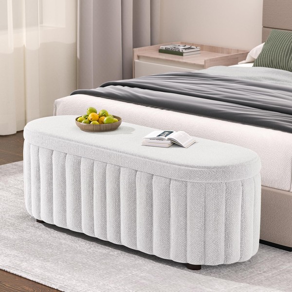 ZZW Storage Ottoman Bench 46 Inch Upholstered Bench & Ottoman