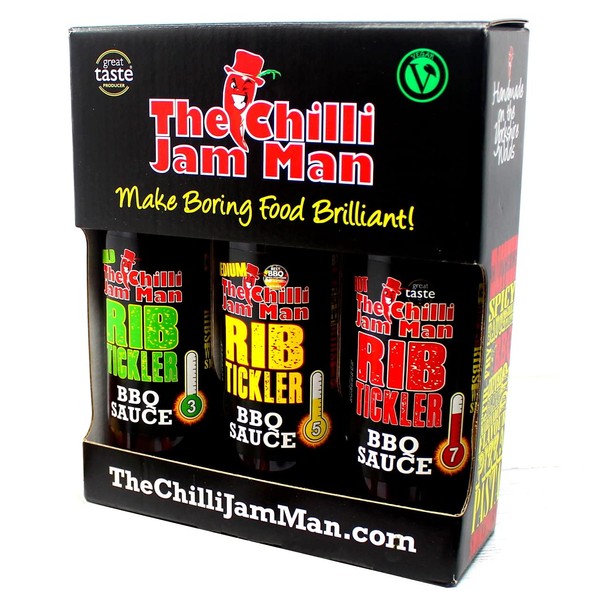 The Chilli Jam Man Smoky Box - Set Of 3 Chilli BBQ Sauces - Mild Medium Hot BBQ Condiments In Gift Box