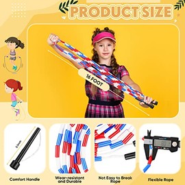 Zubebe 16-foot Double Dutch Jump Ropes Bulk Segmented Skipping Colorful Beaded Ropes for Kids Adults Fitness Physical Education Gym Class School Sport
